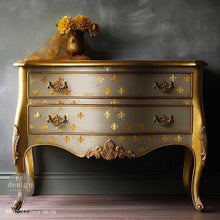 Load image into Gallery viewer, ReDesign with Prima GOLD TRANSFER – FLEUR DE LIS – TOTAL SHEET SIZE 18″X24″, CUT INTO 2 SHEETS