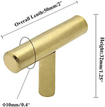 Load image into Gallery viewer, Allure Design & Creations Brushed Brass T-Bar Cabinet/Drawer Knob/Handle