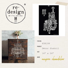 Load image into Gallery viewer, ReDesign with Prima DÉCOR STENCIL – EMPIRE CHANDELIER – 1 PC – DESIGN SIZE 15.6″X24″ / SHEET SIZE 16″X24″X 16 MIL – LASER CUT ON 16 MIL MYLAR