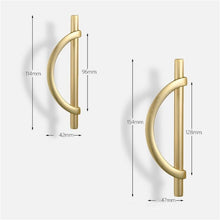 Load image into Gallery viewer, Allure Design &amp; Creations Furniture Brushed Gold Half Moon Shape Cabinet/Drawer Handle-Hole Center Distance 3 3/4&quot;
