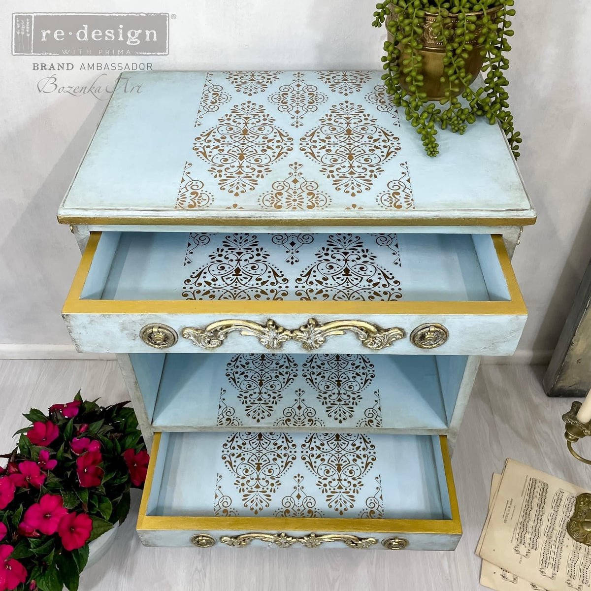 DECOR TRANSFERS® KACHA GOLDEN DAMASK Allure Design & Creations