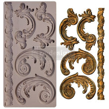Load image into Gallery viewer, ReDesign with Prima REDESIGN DECOR MOULDS® – LILIAN SCROLLS – 1 PC, 5″X10″, 8MM THICKNESS