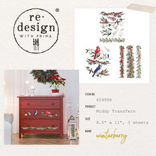Load image into Gallery viewer, ReDesign with Prima Transfer Paper DECOR TRANSFERS® 8.5×11 – WINTERBERRY – 3 SHEETS, 8.5″X11″