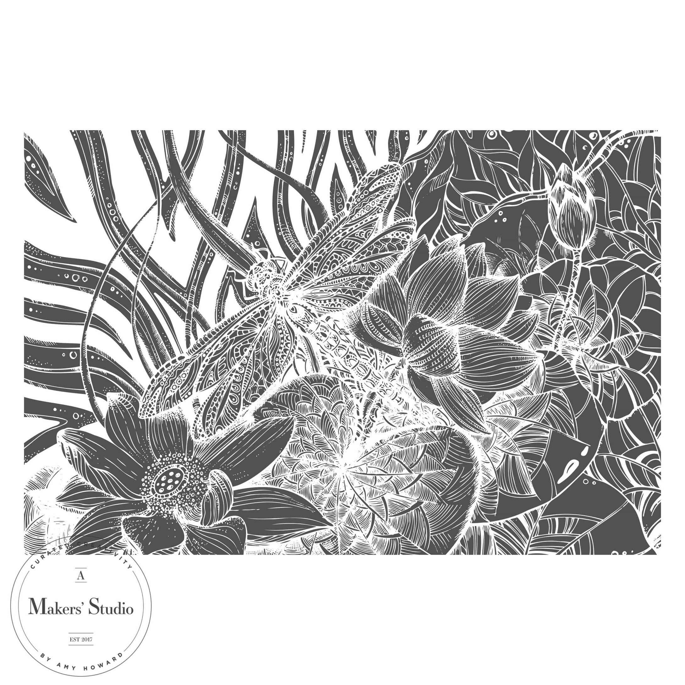 A Makers' Studio A Makers' Studio - Polynesian Dragonfly - Mesh Stencil 12x18