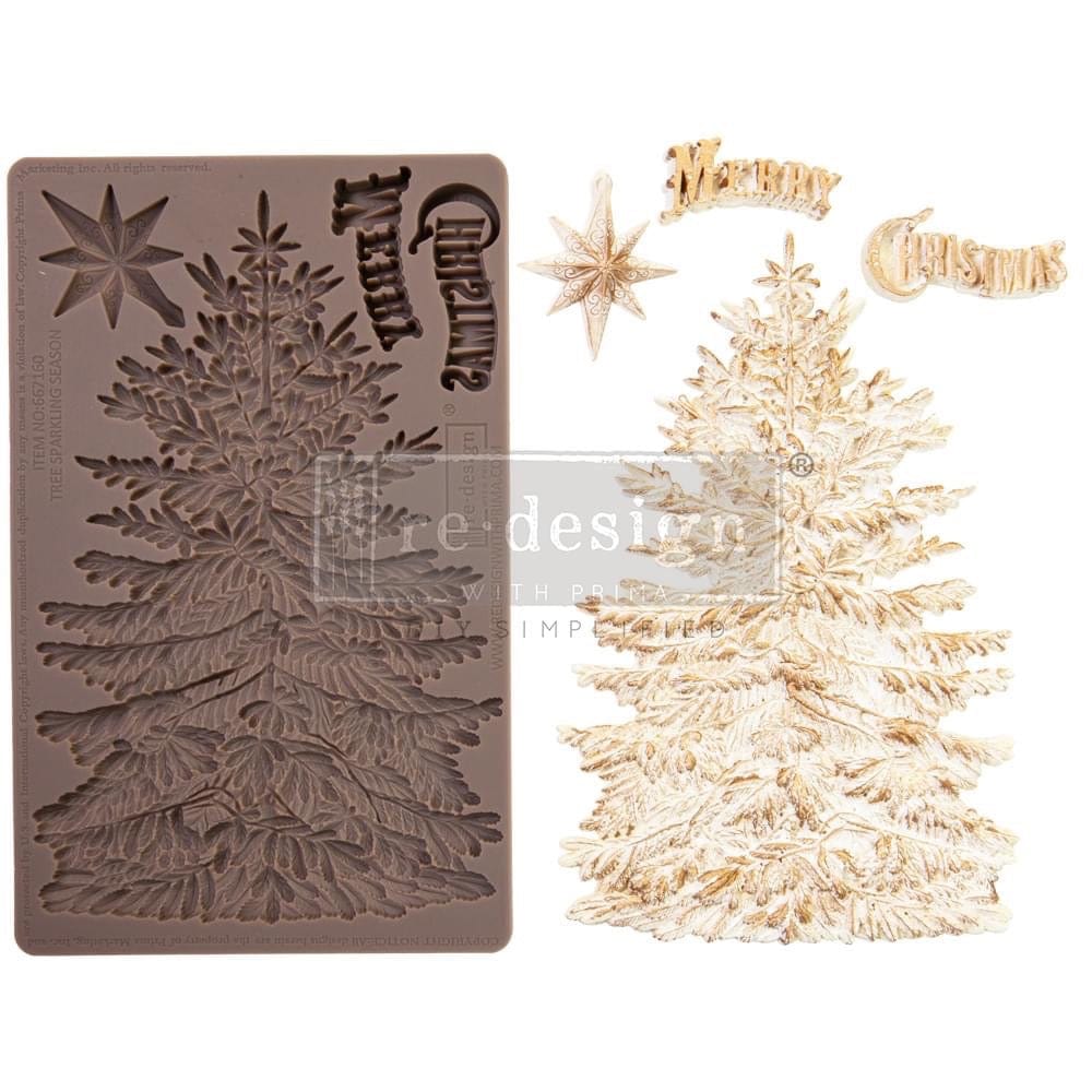 ReDesign with Prima Art & Crafting Materials TREE SPARKLING SEASON – 1 PC, 5″X8″X8MM