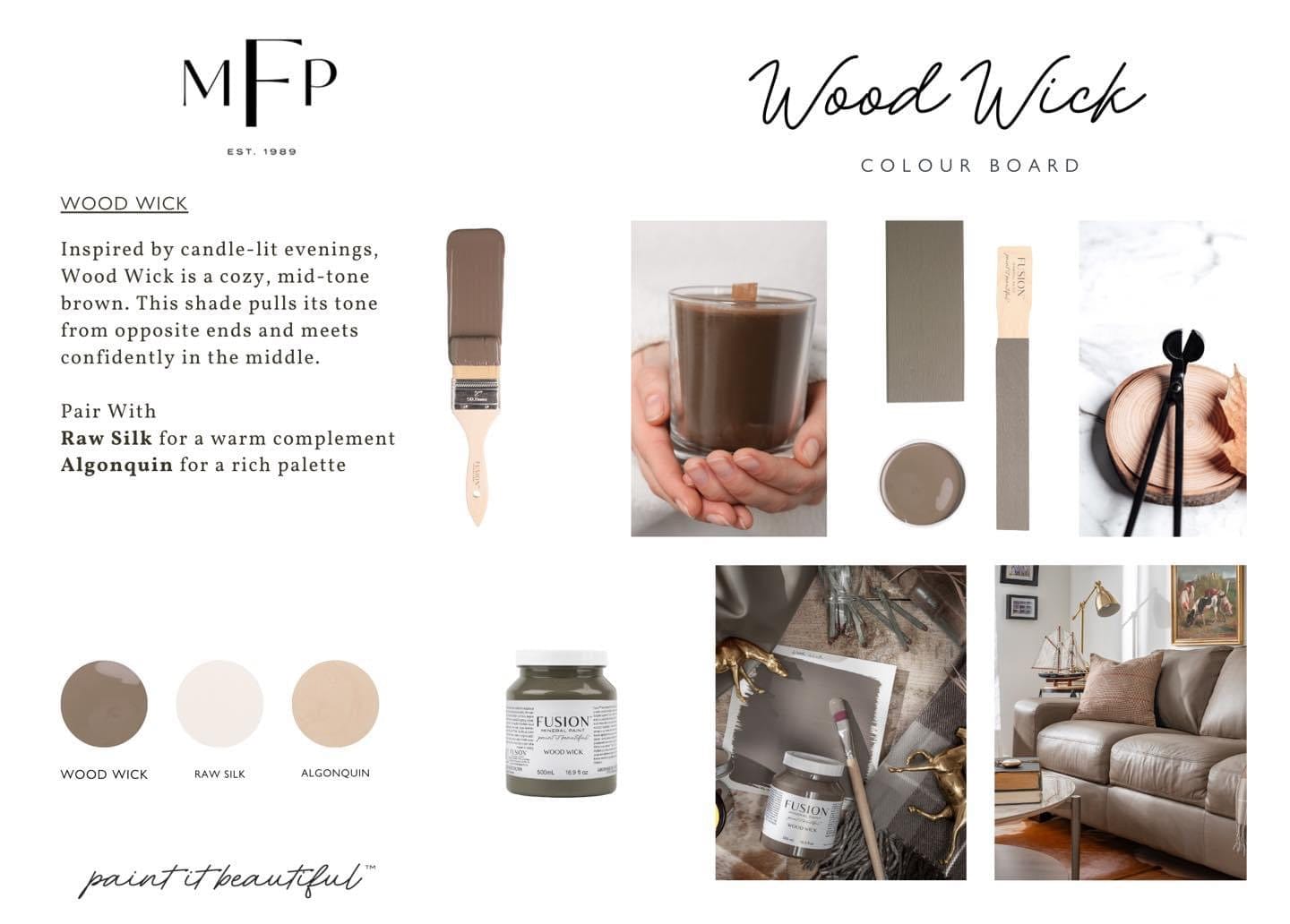 Woodwick | Fusion Mineral Paint – Warm Mid-Tone Brown – ALLURE