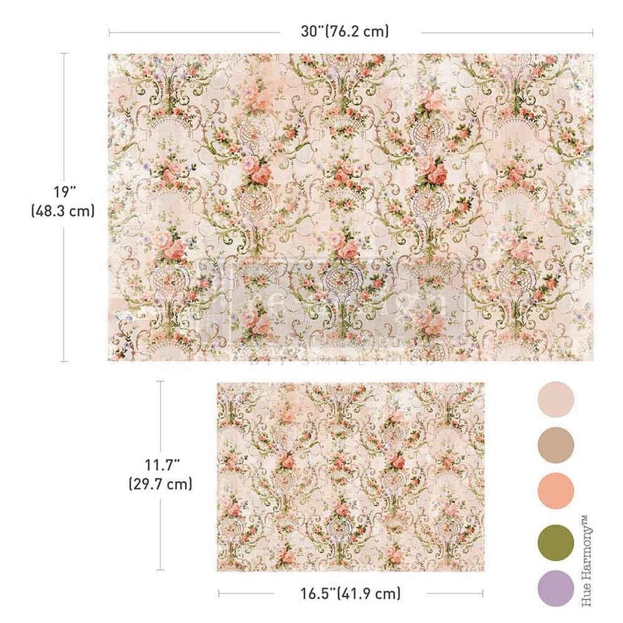 ReDesign with Prima Decor Fiber Paper Double Delight Decoupage Fiber Paper Set – Blushing Bloom – Total 2 sheets – 1 sheet, 19.5″x30″ + 1 sheet, 11.7″x16.5″