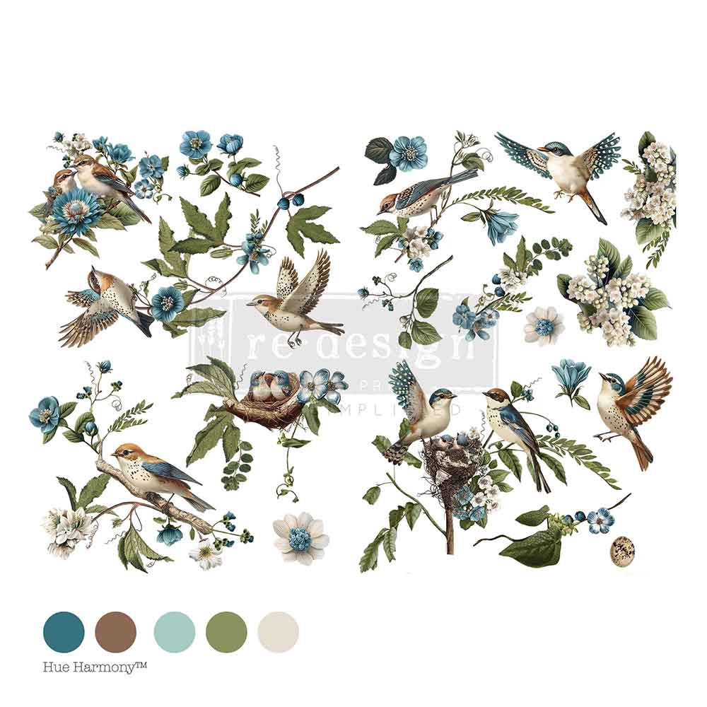 ReDesign with Prima Decor Transfers Decor Transfers® – Aviary Elegance – total sheet size 24″x35″, cut into 4 sheets