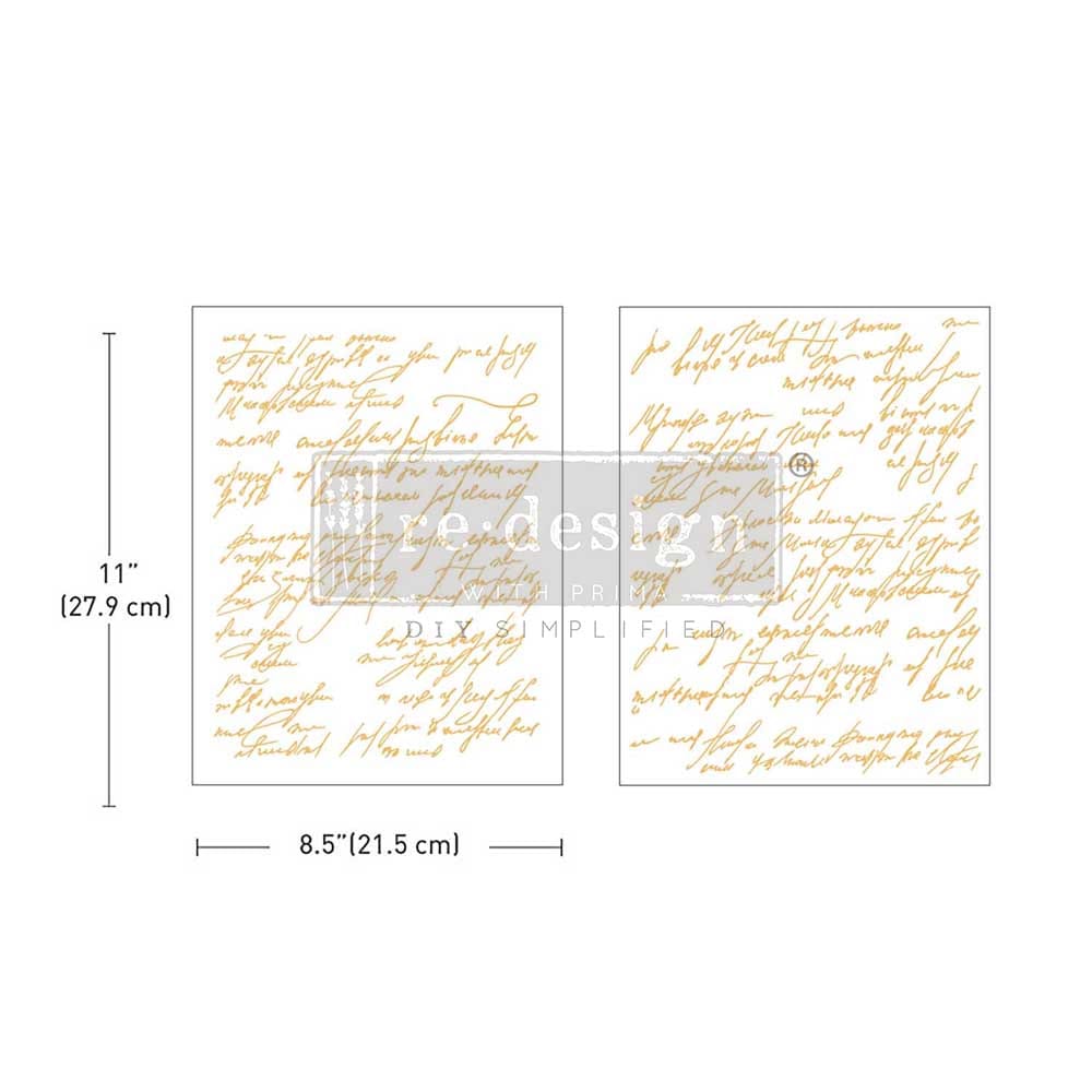 ReDesign with Prima Decor Transfers Middy Foil Transfers® Kacha – Shimmering Script – 2 sheets, 8.5″x11″