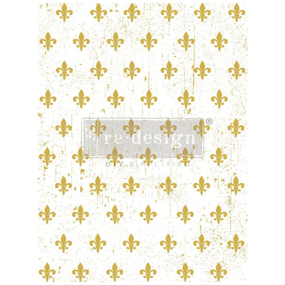 ReDesign with Prima GOLD TRANSFER – FLEUR DE LIS – TOTAL SHEET SIZE 18″X24″, CUT INTO 2 SHEETS