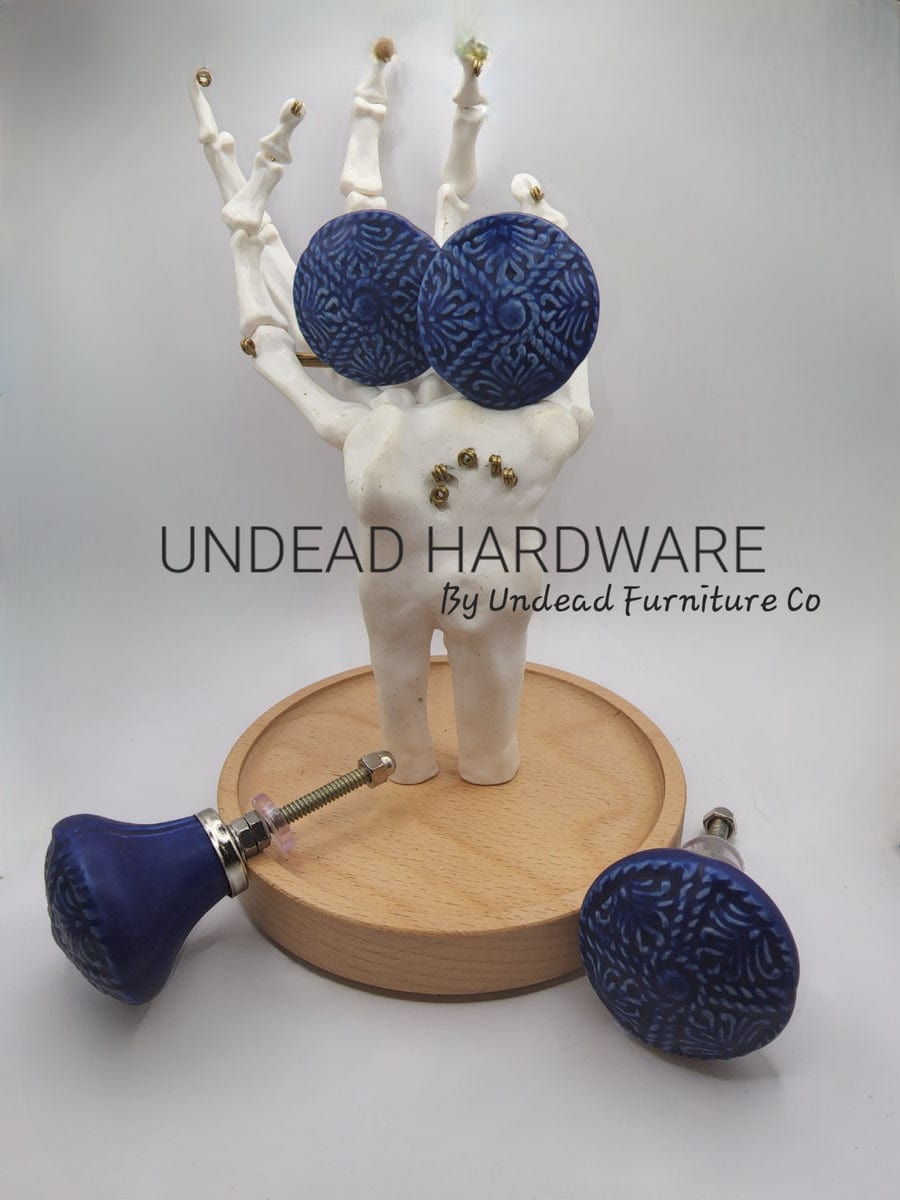 Undead Hardware Misery - Patterned Navy Ceramic Knobs - 4 Pc