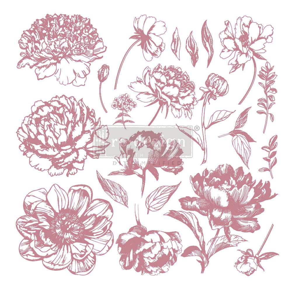 ReDesign with Prima CLEARLY-ALIGNED DÉCOR STAMPS – LINEAR FLORAL – 12×12 CLEAR CLING