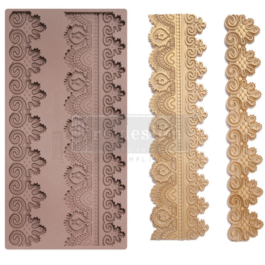 ReDesign with Prima Crafting Patterns & Molds DÉCOR MOULD CECE – BORDER LACE II – 1 PC, 5″X10″X8MM