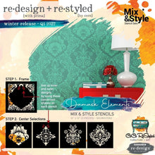 Load image into Gallery viewer, ReDesign with Prima DECOR STENCILS® CECE – MIX &amp; STYLE – DAMASK ELEMENTS – 5 PCS, 12″X12″ SHEET SIZE EACH - NEW RELEASE!
