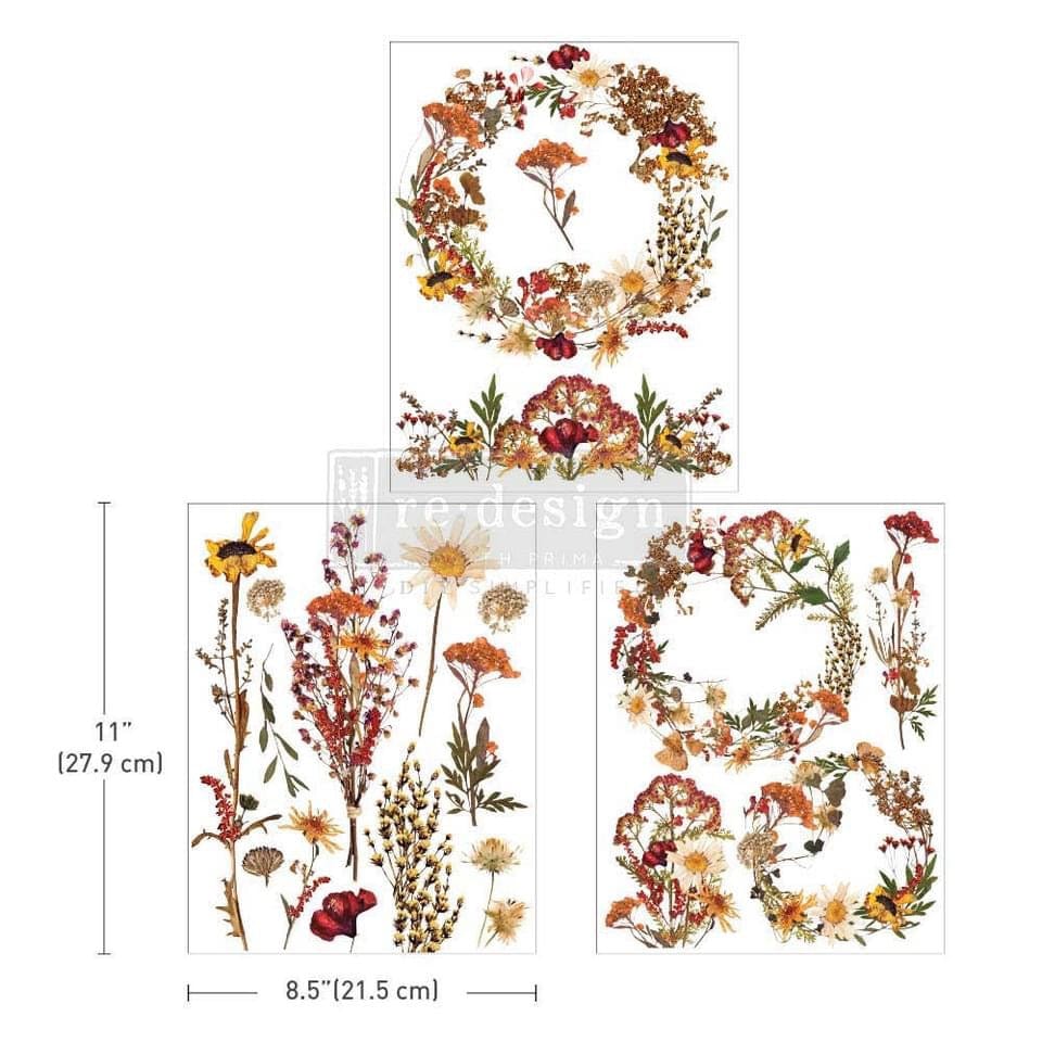 ReDesign with Prima DECOR TRANSFERS® 8.5×11 – DRIED WILDFLOWERS – 3 SHEETS, 8.5″X11″