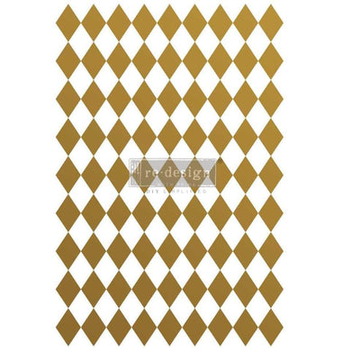 ReDesign with Prima DECOR TRANSFERS® – GOLD HARLEQUIN – TOTAL SHEET SIZE 24×35, CUT INTO 2 SHEETS