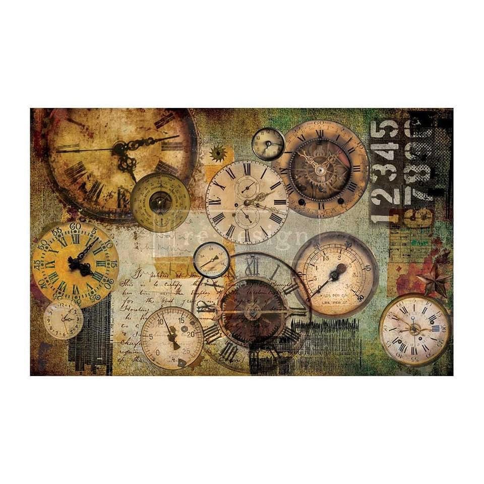 ReDesign with Prima DECOUPAGE DECOR TISSUE PAPER 19×30 – LOST IN TIME – 1 SHEET, 19″X30″