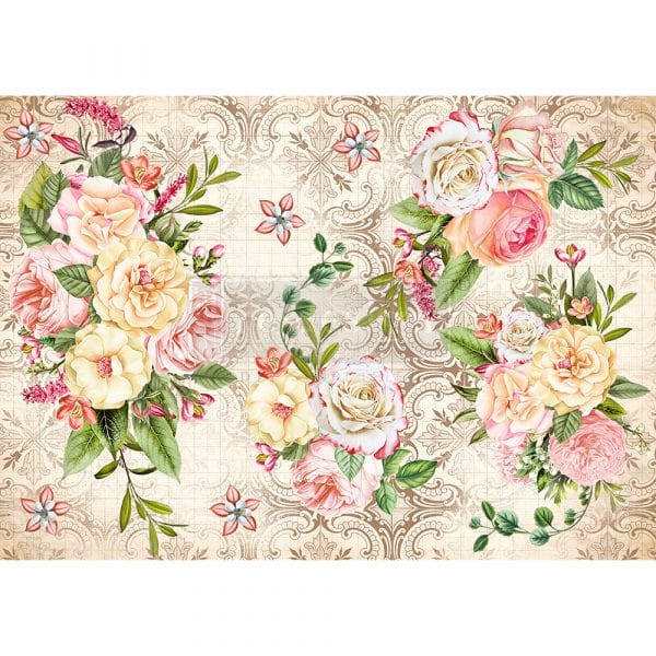 ReDesign with Prima Decoupage Rice Paper REDESIGN DECOR RICE PAPER – AMIABLE ROSES – 11.5″ X 16.25″