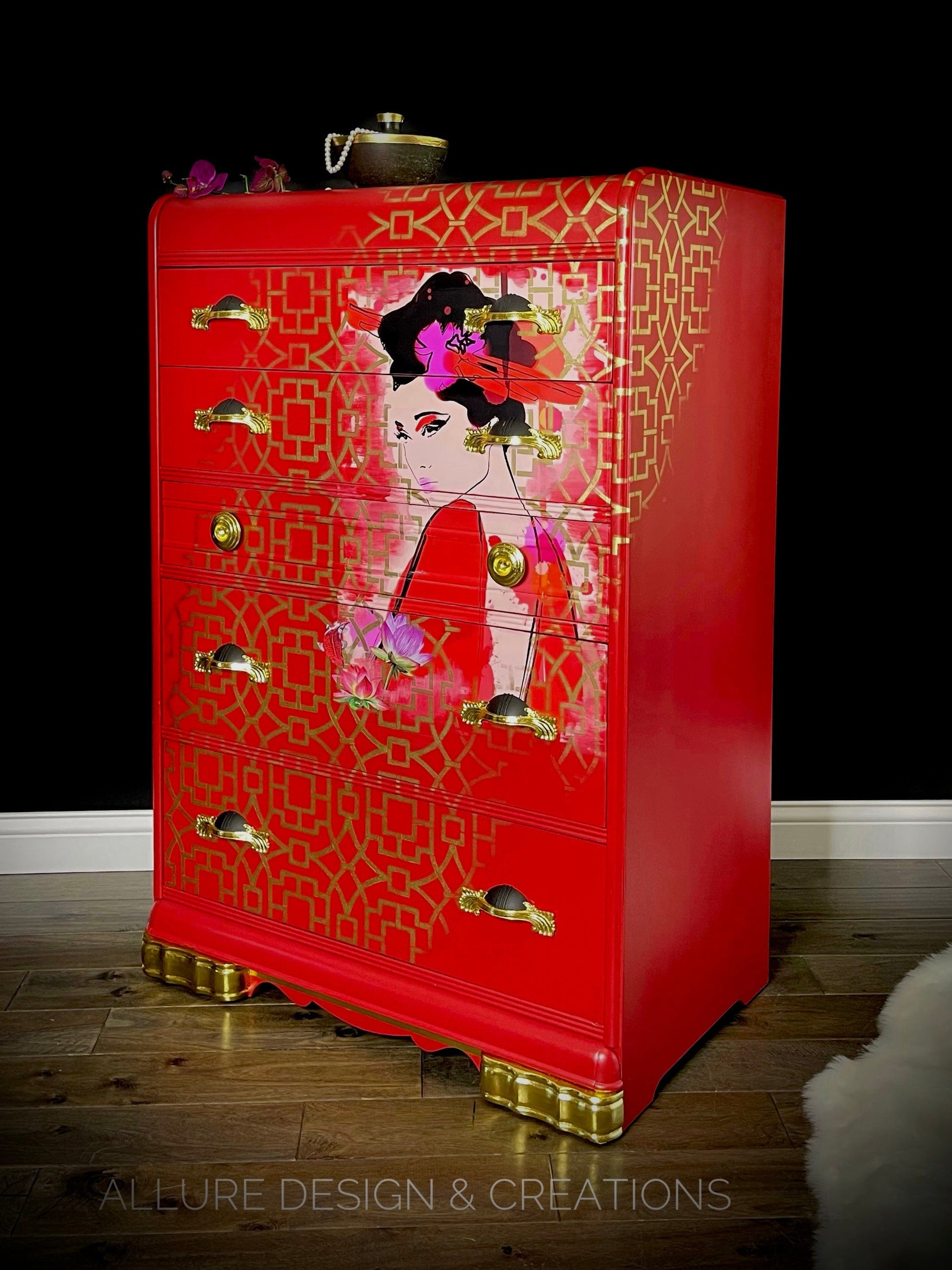 Geisha Girl Waterfall Dresser – ALLURE Design & Creations