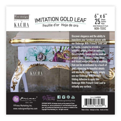 ReDesign with Prima KACHA GOLD LEAF – 5.5″X5.5″ X 25 SHEETS
