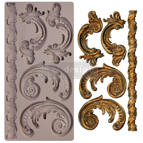 ReDesign with Prima REDESIGN DECOR MOULDS® – LILIAN SCROLLS – 1 PC, 5″X10″, 8MM THICKNESS