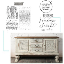 Load image into Gallery viewer, ReDesign with Prima REDESIGN DECOR STAMP – VINTAGE SCRIPT – 12″X12″ (3 PCS)
