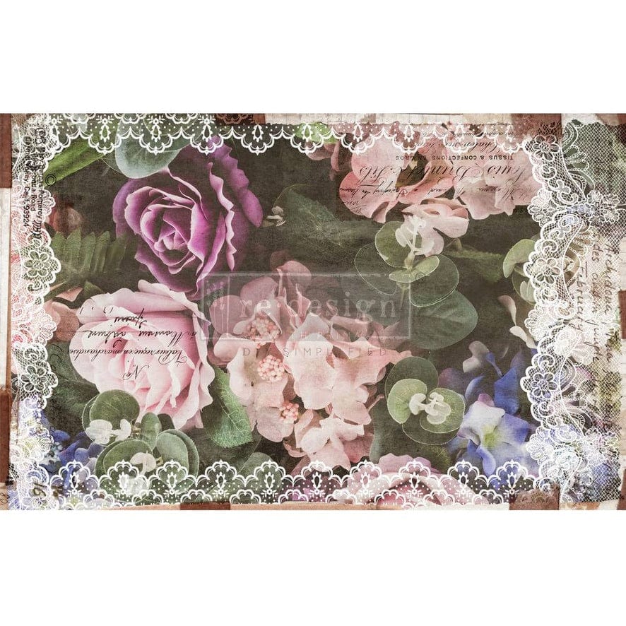 ReDesign with Prima REDESIGN DECOUPAGE DÉCOR TISSUE PAPER – DARK LACE FLORAL – 2 SHEETS (19″ X 30″)