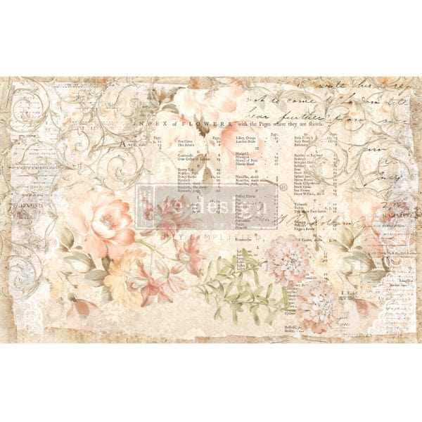 ReDesign with Prima REDESIGN DECOUPAGE DÉCOR TISSUE PAPER – FLORAL PARCHMENT – 2 SHEETS (19″ X 30″)