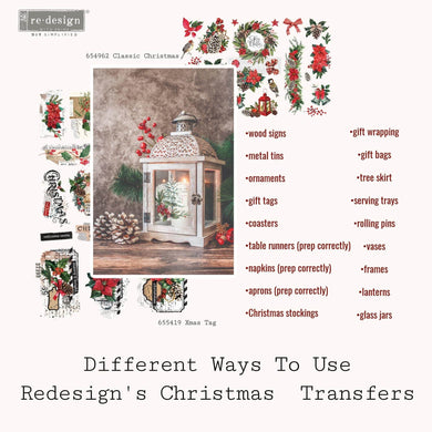ReDesign with Prima SMALL TRANSFERS – CLASSIC CHRISTMAS – 3 SHEETS, 6″X12″