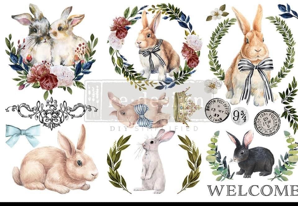 ReDesign with Prima SMALL TRANSFERS – COTTONTAIL – 3 SHEETS, 6″X12″