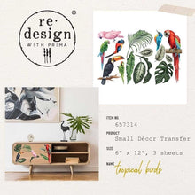 Load image into Gallery viewer, ReDesign with Prima Transfer Paper DECOR TRANSFERS® – TROPICAL BIRDS – 3 SHEETS, 6″X12″
